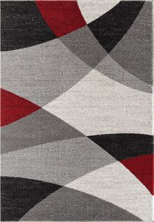 Tapis Pearl Moderne Salon Découpe Contour, Gris Rouge, 200x280 Cm