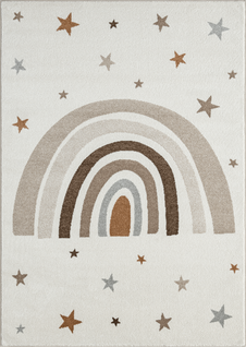 Tapis Beat Kids Moderne Enfant Arc-en-ciel Étoiles Pastel, Crème, 140x200 Cm