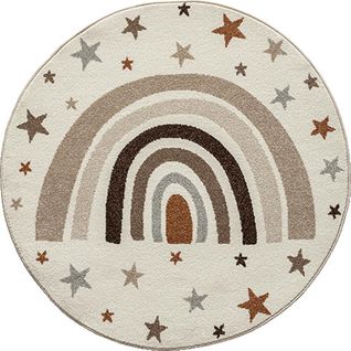 Tapis Beat Kids Moderne Enfant Arc-en-ciel Étoiles Pastel, Crème, 160 Cm Ronde
