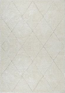 Tapis Bahar Shaggy Motif Losange, Crème, 160x230 Cm