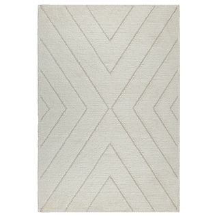 Tapis Bahar Shaggy Motif Triangle, Crème, 80x150 Cm