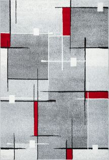 Tapis Pearl Moderne Salon Découpe Contour, Gris Rouge, 160x220 Cm