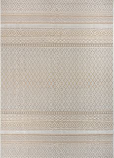 Tapis Calgary Tissé Plat Extérieur Design Moderne, Beige Jaune, 80x150 Cm