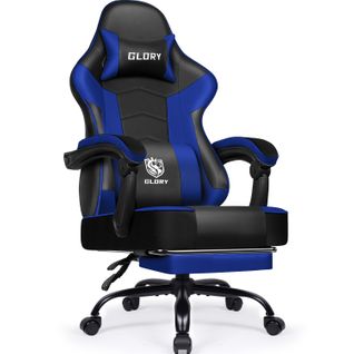 Chaise Gaming Ergonomique, Fauteuil Gaming Inclinable 90°à 170°,charge 150kg，noir-bleu