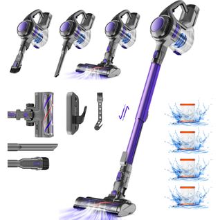 Aspirateur Balai 45KPA, Puissant 5en1, 50min D'autonomie, Batterie 6 X 2200 Mah, Capacité 1.3L