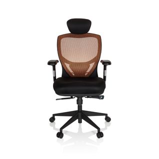 Fauteuil De Bureau Venus Base Tissu / Tissu Maille Orange/noir Accoudoirs Compris