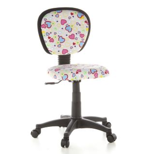 Chaise Pivotante Pour Des Enfants Kiddy Top Tissu Motif Fleurs et Cœurs Sans Accoudoirs