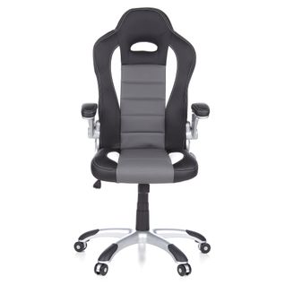 Fauteuil Gamer Game Sport Simili Noir/blanc/gris Accoudoirs Fournis, Surface Toucher Doux