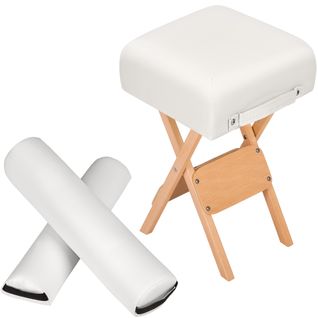 Ensemble Tabouret Pour Table De Massage Avec 2 Coussins De Massage Blanc