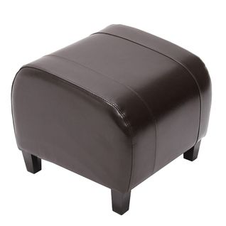 Tabouret Pouf Cuir Emmen, 37x45x47cm ~marron