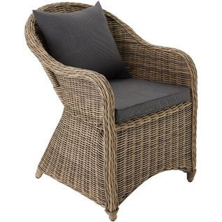 Fauteuil De Jardin En Rotin Avec Cadre En Aluminium Marron Naturel