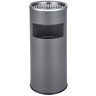 Cendrier Sur Pied Rond Avec Poubelle Et Seau Intérieur Gris Anthracite