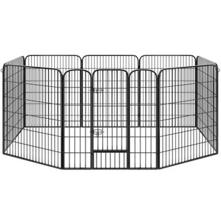 Enclos Pour Chiots / Chien Modulable 8 Parties Pliable Coins Arrondis Gris