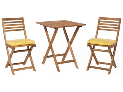 Ensemble Pour Bistro Avec Coussin Bois Jaune Fiji