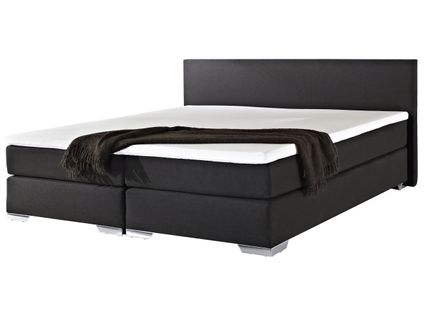 Lit Boxspring En Tissu Noir Noir 180x200 Cm President