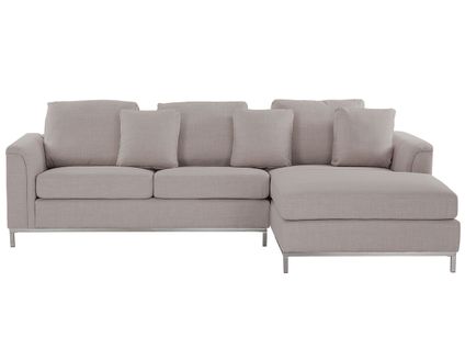 Canapé Angle à Gauche 4 Places En Tissu Beige Oslo