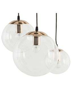 Lampe Suspension 3 Ampoules Transparente / Dorée Ladon