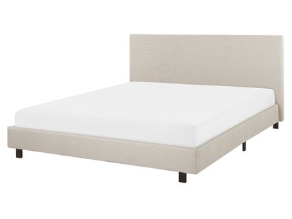 Lit Avec Sommier Tissu Albi 160 X 200 Cm Beige