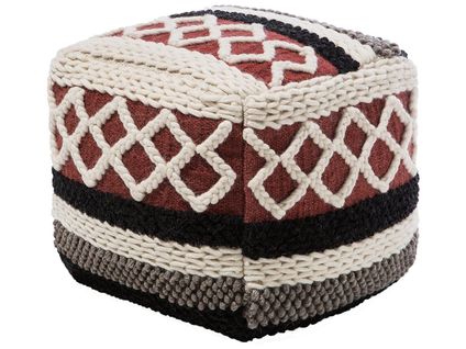 Pouf En Laine Et Coton Multicolore 42 X 48 Cm Sagar