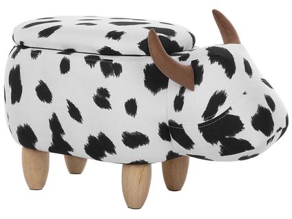 Tabouret Enfant En Tissu Noir Et Blanc Cow