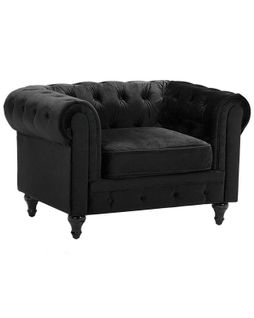 Velours Fauteuil Noir Chesterfield