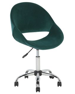Chaise De Bureau Velours Vert Émeraude Selma