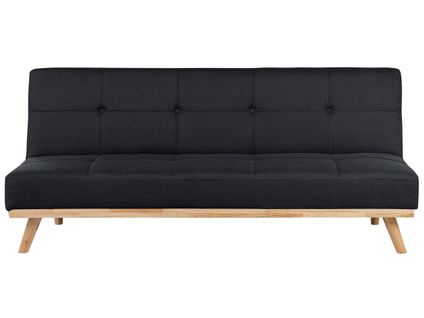Canapé Convertible 3 Places En Tissu Noir Froya