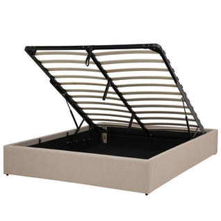 Lit Double En Tissu Beige 140x200 Avec Coffre Dinan