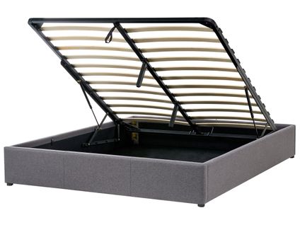 Lit Ottoman Sans Tête De Lit Tissu Dinan 160 X 200 Cm Gris Foncé