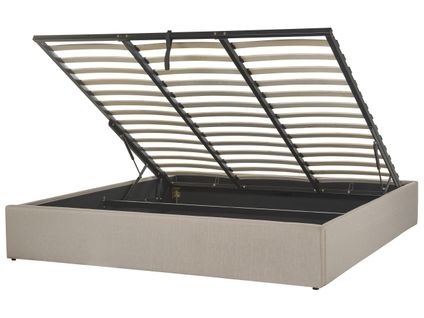 Lit Ottoman Sans Tête De Lit Tissu Dinan 180 X 200 Cm Marron Clair