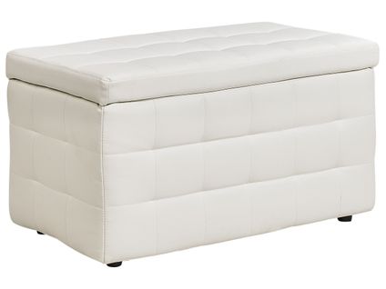 Pouf De Rangement Michigan Cuir Pu Blanc
