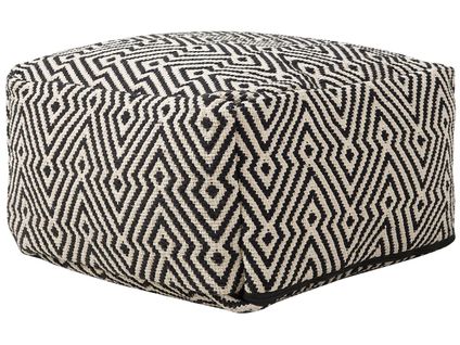 Pouf En Coton Noir Et Blanc 50 X 30 Cm Mukki