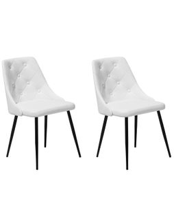 Set De 2 Cuir Pu Chaise De Salle à Manger Blanc Valerie