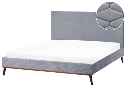 Lit Avec Sommier Velours Bayonne 180 X 200 Cm Gris Clair