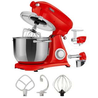 Robot Pâtissier Professionnel 1800w Retro Rouge 6 Litres   6 Vitesses