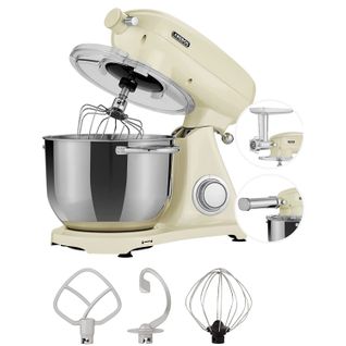 Robot Pâtissier Professionnel 1800w Retro Crème 6 Litres   6 Vitesses