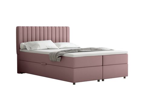 Lit Boxspring 140x200 Confortable Everest Avec Tiroir Et Surmatelas - Rose