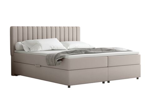 Lit Boxspring 180x200 Confortable Everest Avec Tiroir Et Surmatelas - Beige