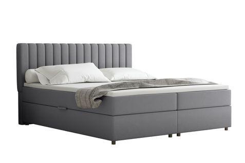 Lit Boxspring 180x200 Confortable Everest Avec Tiroir Et Surmatelas - Gris foncé