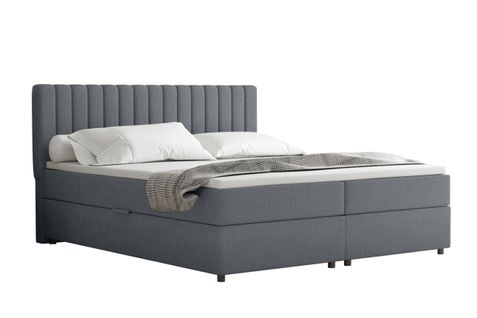 Lit Boxspring 180x200 Confortable Everest Avec Tiroir Et Surmatelas - Gris
