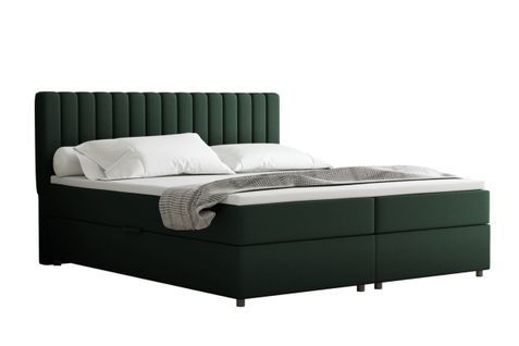 Lit Boxspring 180x200 Confortable Everest Avec Tiroir Et Surmatelas - Vert sapin