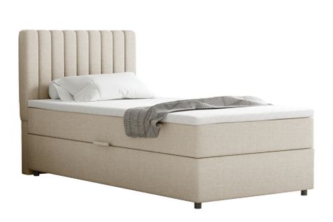 Lit Boxspring 90x200 Confortable Everest Avec Tiroir Et Surmatelas - Beige