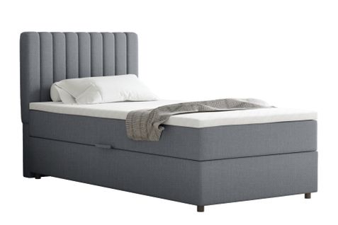 Lit Boxspring 90x200 Confortable Everest Avec Tiroir Et Surmatelas - Gris
