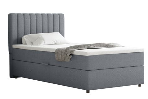 Lit Boxspring 100x200 Confortable Everest Avec Tiroir Et Surmatelas - Gris