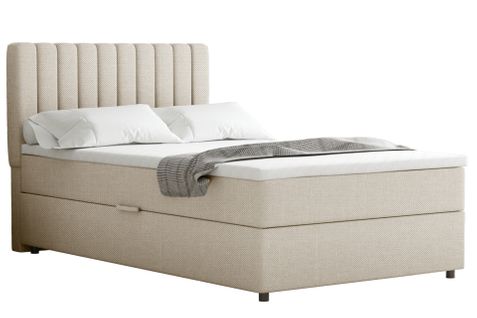 Lit Boxspring 120x200 Confortable Everest Avec Tiroir Et Surmatelas - Beige