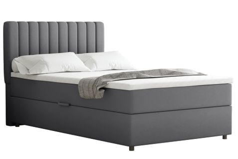 Lit Boxspring 120x200 Confortable Everest Avec Tiroir Et Surmatelas - Gris foncé
