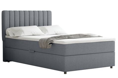Lit Boxspring 120x200 Confortable Everest Avec Tiroir Et Surmatelas - Gris