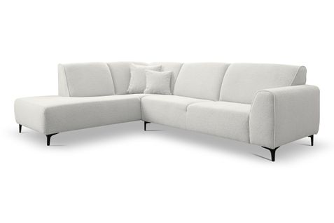 Canapé D'angle Mula, Couleur Coach : Blanc, Tissu Bouclé