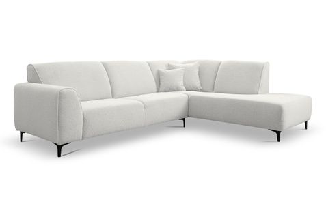 Canapé D'angle Mula, Couleur Coach : Blanc, Tissu Bouclé