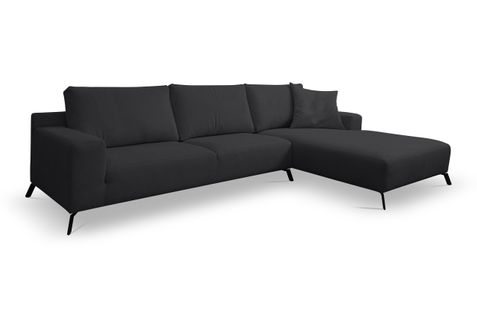 Canapé D'angle Aspen, Couleur Du Canapé : Noir, Tissu Velours